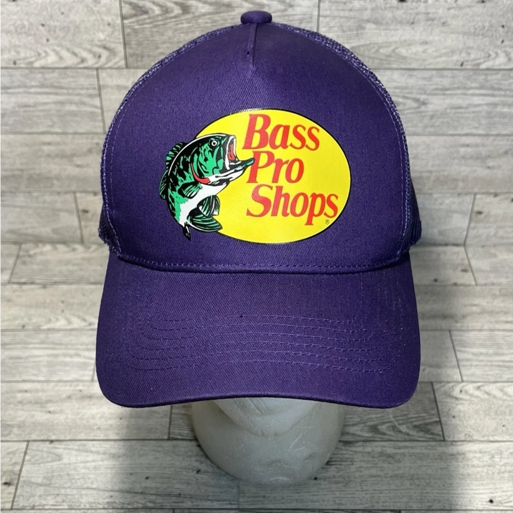 Bass Pro Shops Gone Fishing Adjustable Snapback Hat Logo Cap Trucker | Purple